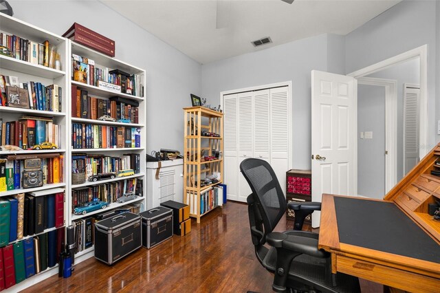 office featuring dark hardwood / wood-style flooring