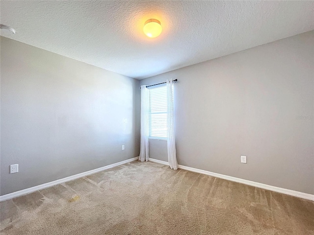 empty room with carpet flooring and a textured ceiling