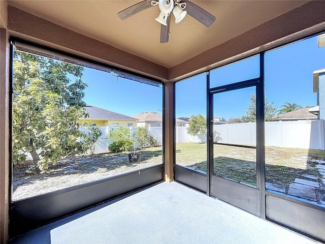 view of unfurnished sunroom