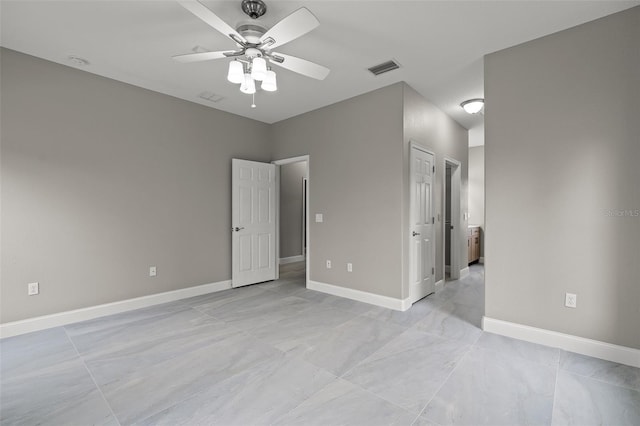 unfurnished bedroom with ceiling fan