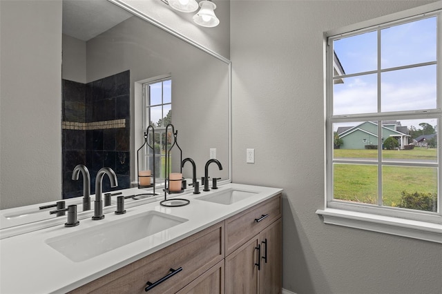 bathroom with vanity and a wealth of natural light