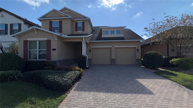 view of front of house with a garage