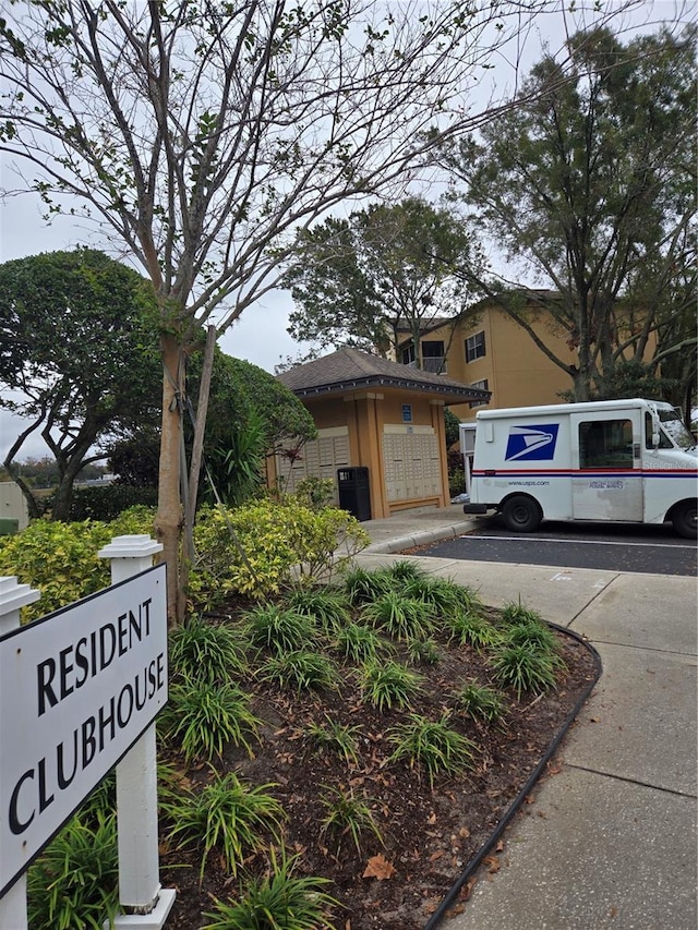 exterior space with a mail area