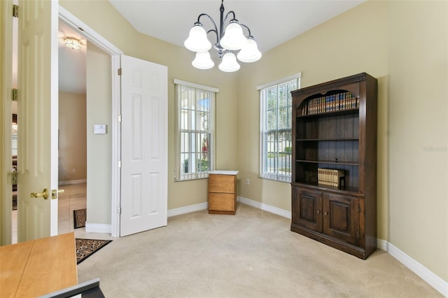 interior space with a notable chandelier