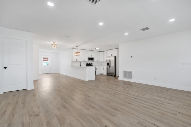 unfurnished living room featuring light hardwood / wood-style floors