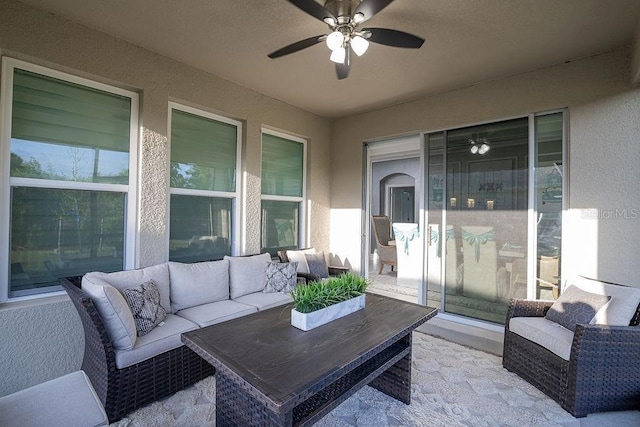 view of patio / terrace with outdoor lounge area and ceiling fan