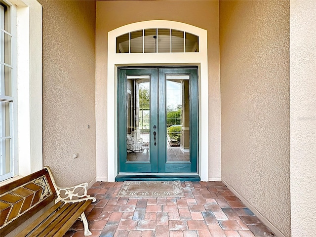 property entrance with french doors