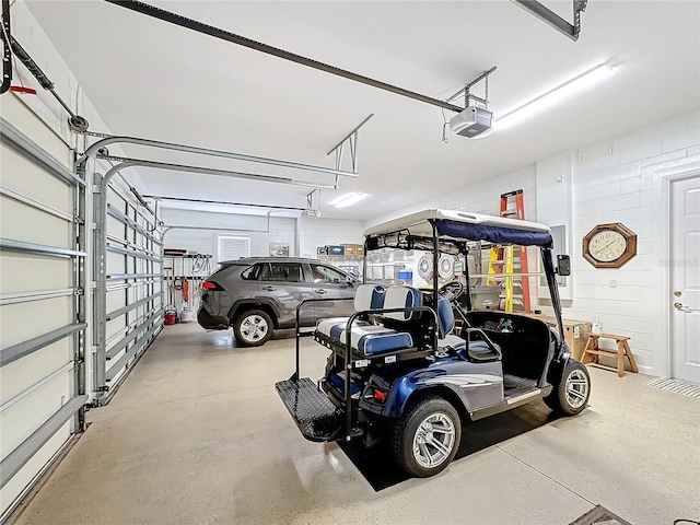 garage with a garage door opener