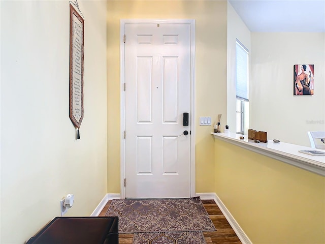 doorway with hardwood / wood-style floors