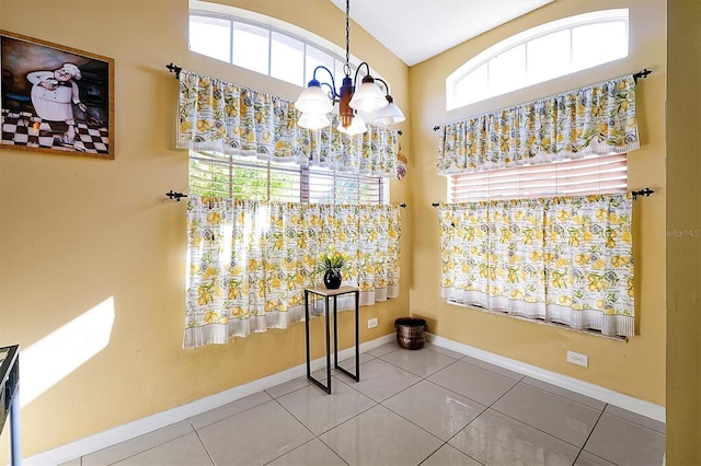 interior space with an inviting chandelier