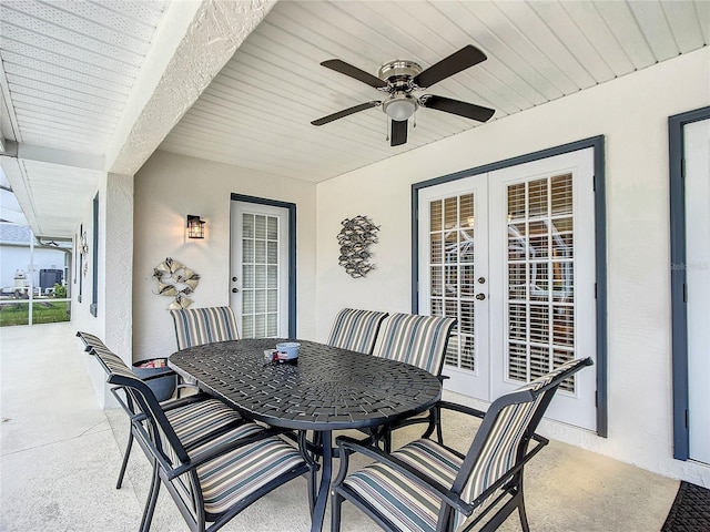 1281 N Timucuan Trl, Inverness, FL 34453 - view of patio / terrace with ceiling fan and french doors