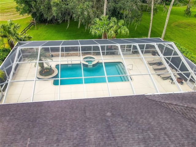 1281 N Timucuan Trl, Inverness, FL 34453 - view of pool with a lanai, an in ground hot tub, and a patio
