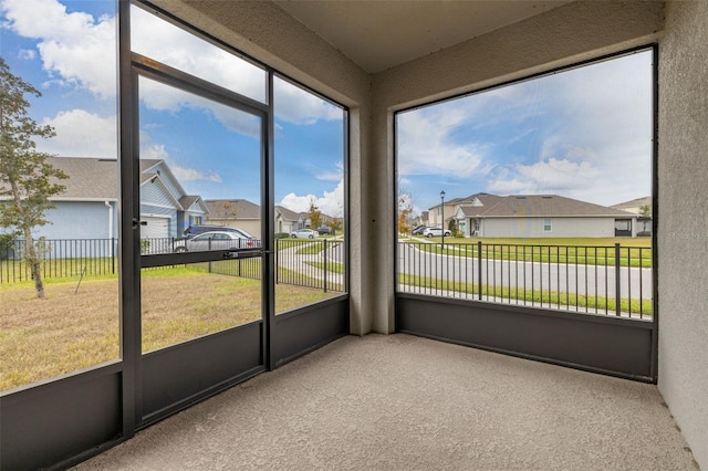 view of unfurnished sunroom