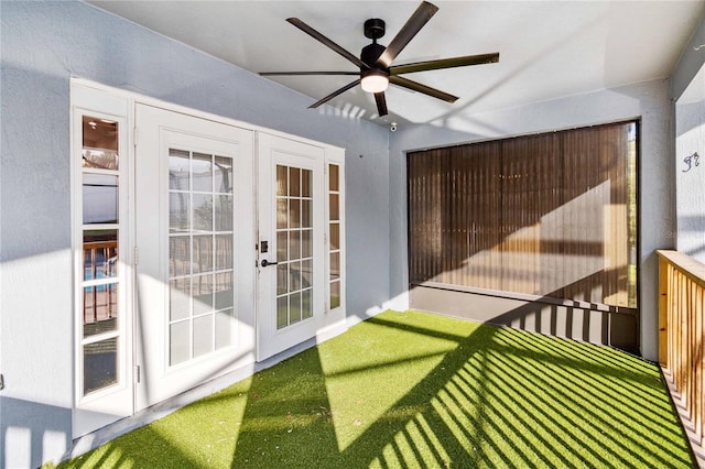 unfurnished sunroom with french doors