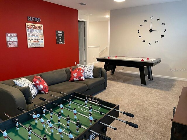 game room with carpet flooring