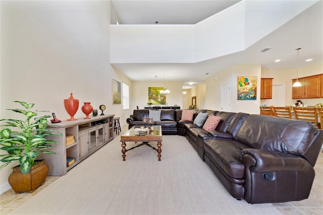 view of tiled living room