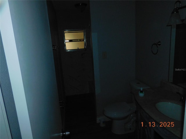 bathroom featuring vanity and toilet