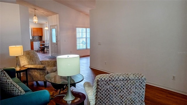 sitting room featuring dark hardwood / wood-style flooring