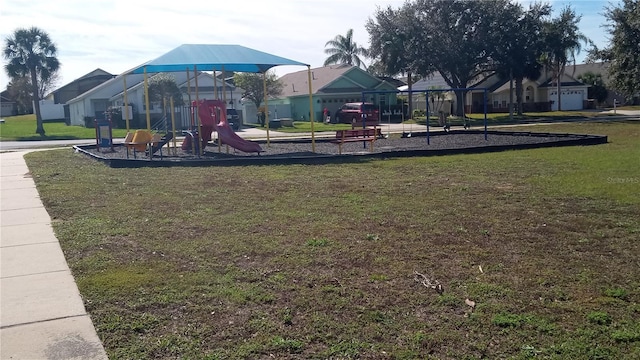 view of play area with a lawn