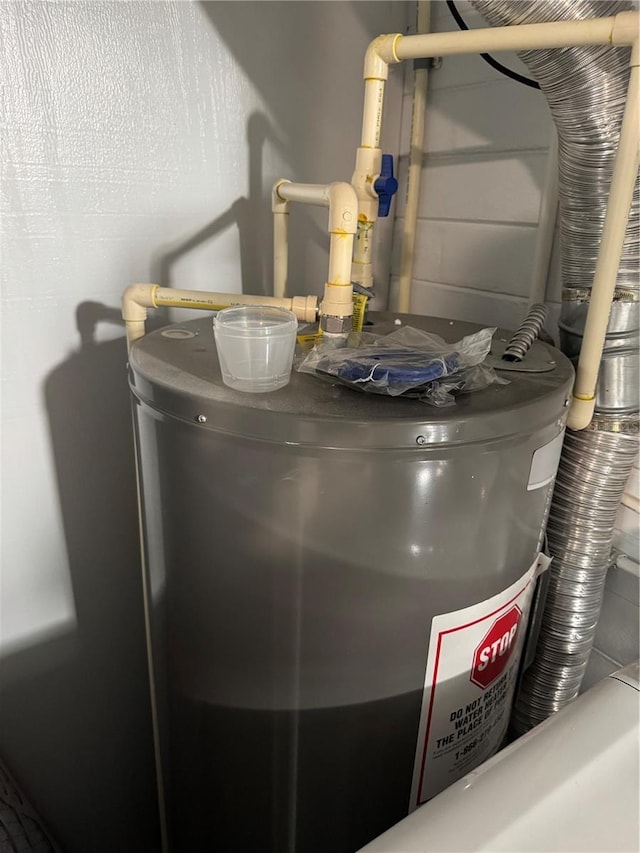 utility room with water heater