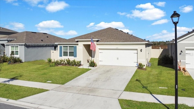 view of front of house with a garage and a front yard