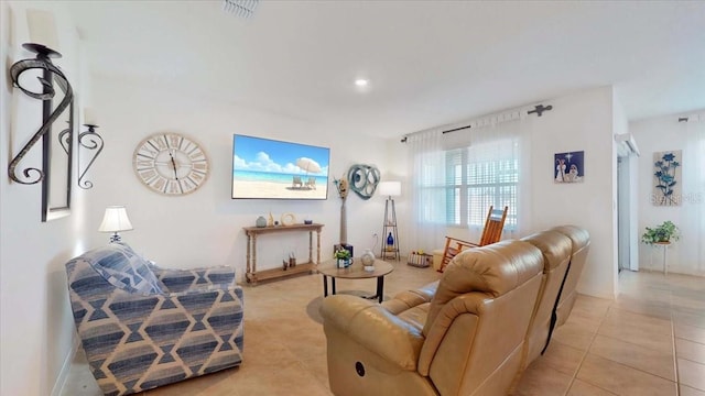 view of tiled living room