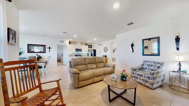 view of tiled living room