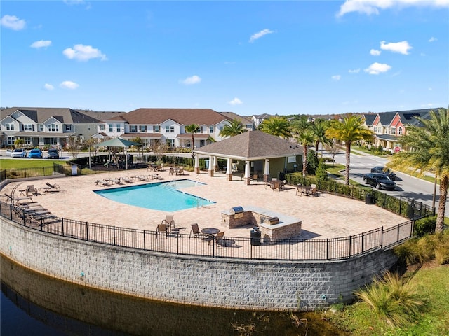 view of swimming pool featuring a patio