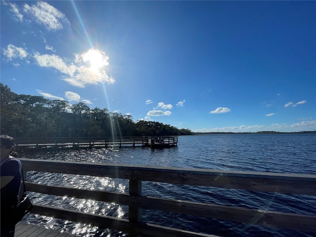 view of dock featuring a water view