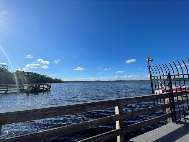 dock area featuring a water view