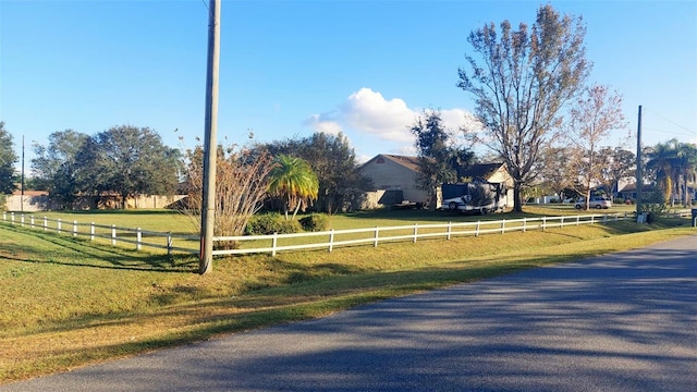 view of street with a rural view