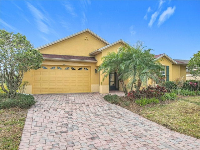 view of front of house with a garage