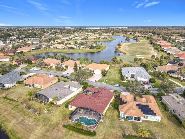 bird's eye view featuring a water view