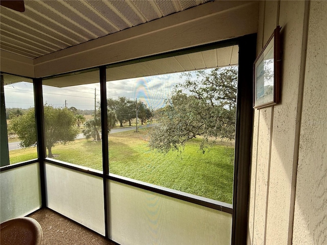 view of unfurnished sunroom