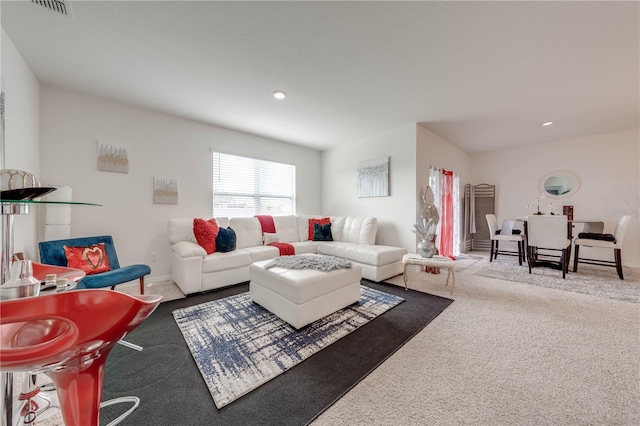 living room with carpet floors