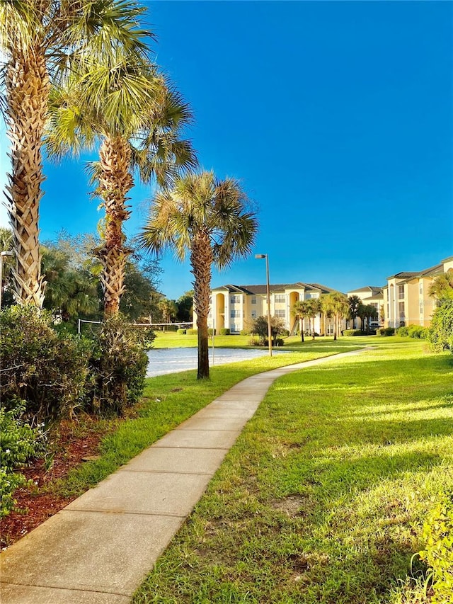 view of property's community featuring a yard