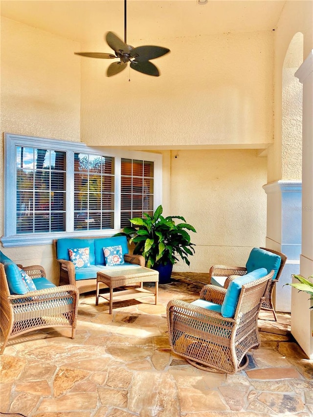 view of patio / terrace featuring outdoor lounge area and ceiling fan