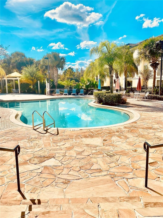 view of pool featuring a patio area