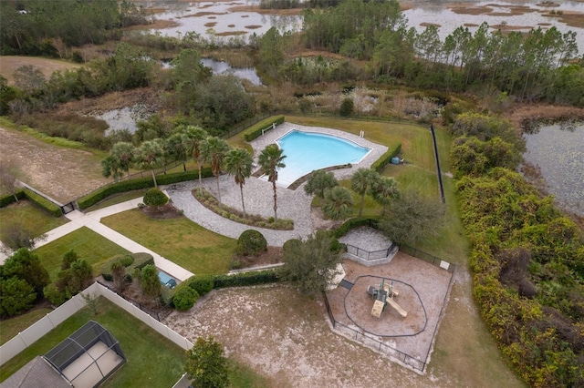 exterior space featuring a water view