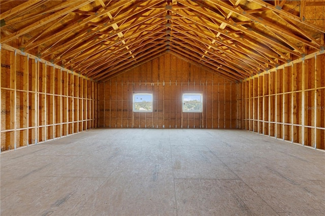 miscellaneous room featuring vaulted ceiling