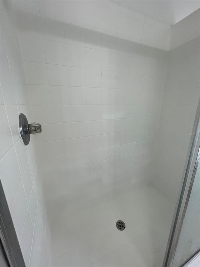 interior details with a shower stall