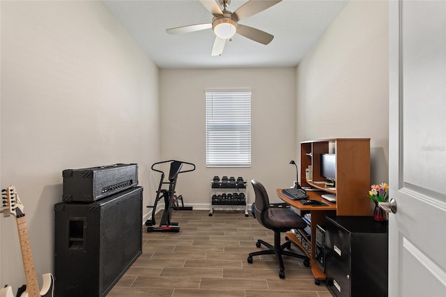 office area featuring ceiling fan