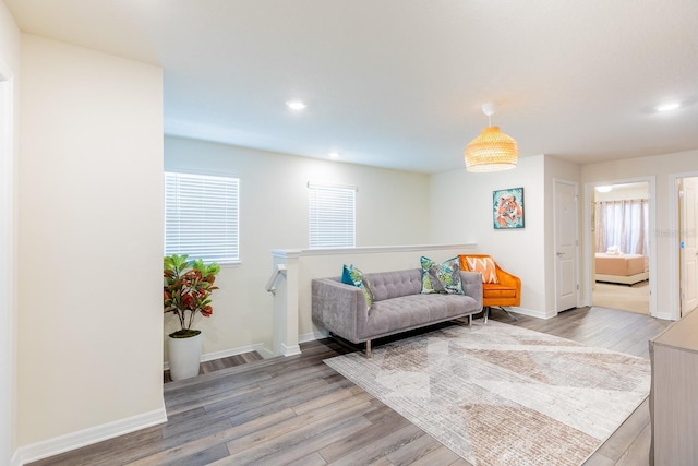 living area featuring light hardwood / wood-style flooring