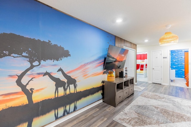 interior space with hardwood / wood-style flooring