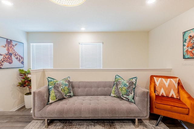 living area featuring hardwood / wood-style floors