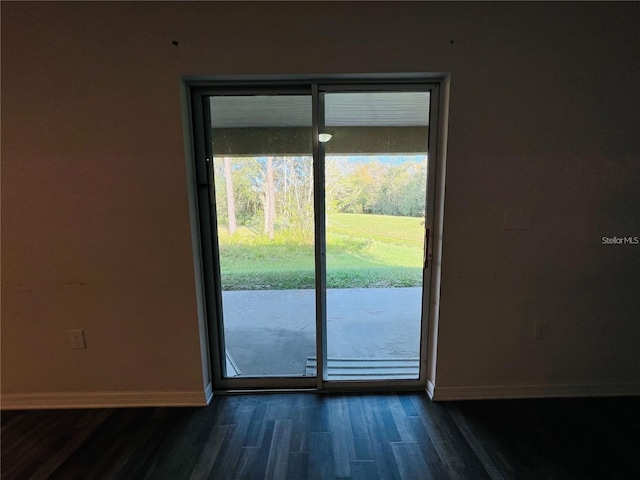 doorway with a wealth of natural light and dark wood-type flooring