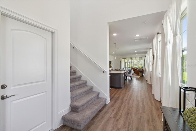 entryway with light hardwood / wood-style flooring