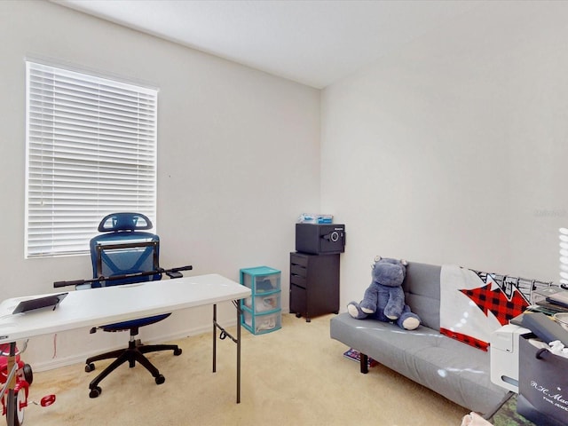 view of carpeted home office