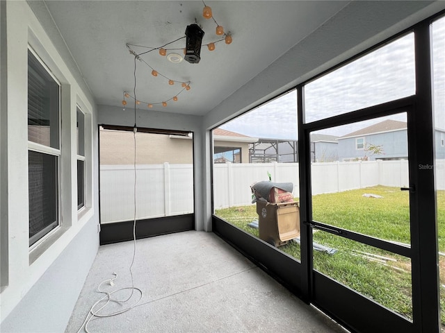 view of unfurnished sunroom