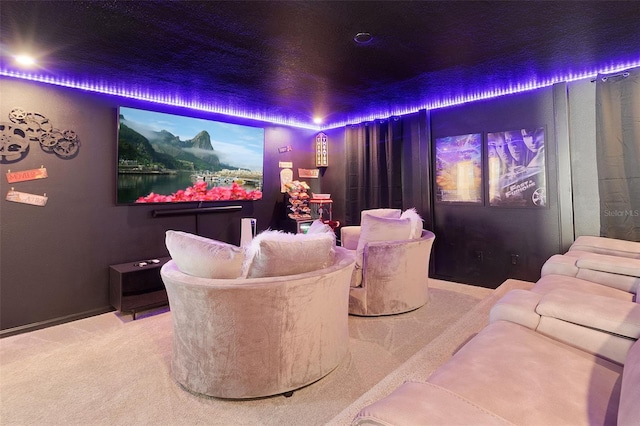 cinema room with carpet floors